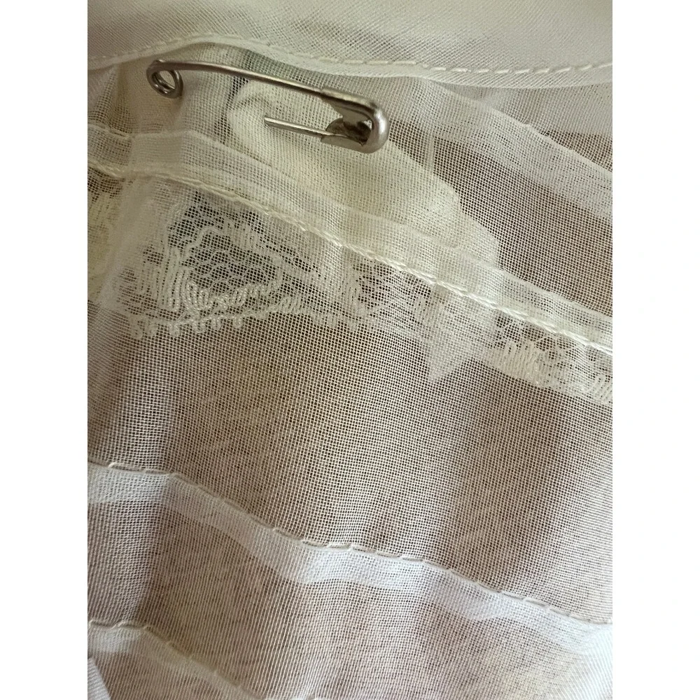 Vintage 1950s Organza Lace Girls Party Dress Sheer Puff Sleeve Peter Pan Collar - Picture 6 of 6